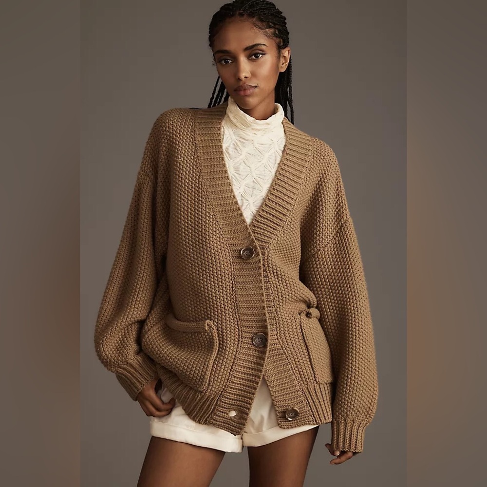 Raga Heather Oversized Cable
Cardigan Sweater / Size XL